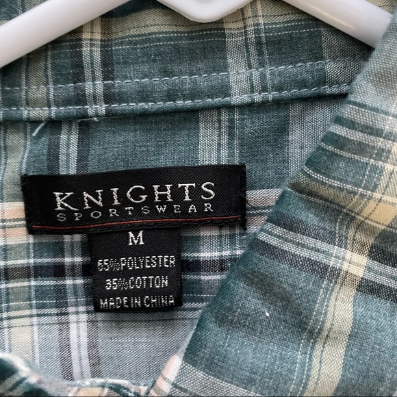 Knights Sportswear Men’s Short Sleeve Shirt Plaid Green Medium Gently Wo… - Picture 4 of 5